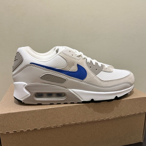 New Men Nike Air Max 90 DM0029-110 White/College Gray/Summit White/Racer Blue